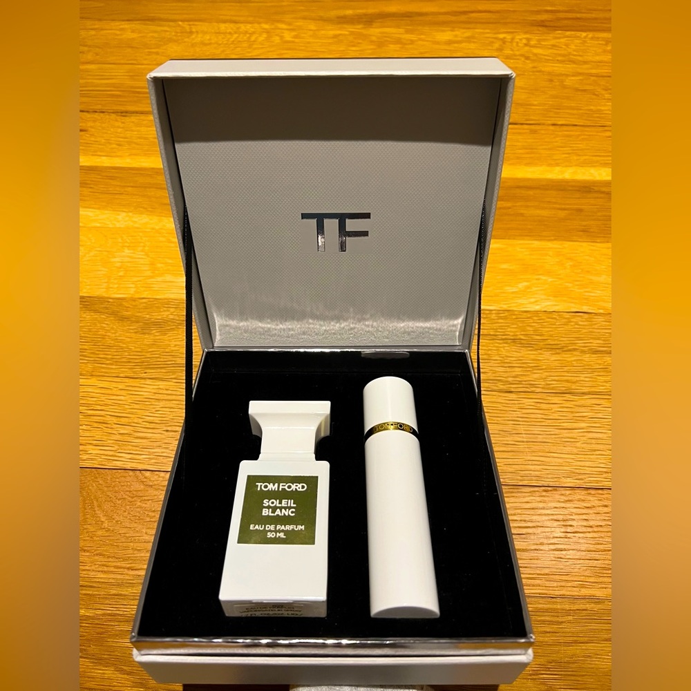 Tom Ford perfume box and bottles